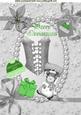 Ladies Silver Basque with Green Santa Hat & Stocking A4