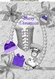 Ladies Silver Basque with Purple Santa Hat & Stocking A4