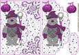 Cardboard Christmas Teddy in Pink on Scalloped Envelope