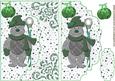 Cardboard Christmas Teddy in Green on Scalloped Envelope