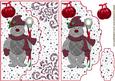Cardboard Christmas Teddy in Red on Scalloped Envelope