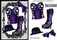 Purple Basque with Boots in Lace Frame