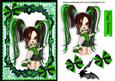 Gothic Girl in Green Lace with Bat