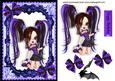 Gothic Girl in Purple Lace Frame with Bat