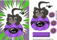Pussy Cat on a Pumpkin, in Purple Abstract Frame