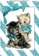 Cute Little Pair of Kitties with Turq Bow