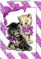 Cute Pair of Kitties in Pink Bow A4