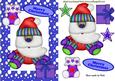 Happy Santa in Blue Snow Frame