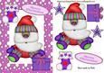 Happy Santa in Pink Snow Frame
