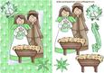 Christmas Blessings with Nativity Scene in Green Star Frame