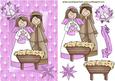 Christmas Blessings Nativity, in Pink Star Frame