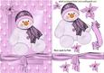 Cute Snowman in Pink Star Frame