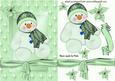 Cute Snowman in Green Star Frame
