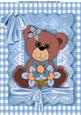 Little Teddy with Flowers in Blue Lace Frame A4