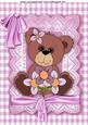Little Teddy with Flowers in Pink Lace Frame A4