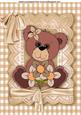 Little Teddy with Flowers in Brown Lace Frame A4