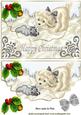 Little White Puppy with Silver Bow Playing in Snow