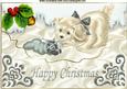 Little White Puppy with Silver Bow Playing in the Snow A4