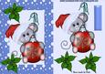 Christmas Mouse with Santa Hat on in Blue Snow Frame