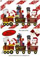 Santa with His Train of Toys in Red Frame