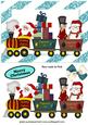 Santa with His Train of Toys in Turq Frame