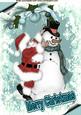 Jolly Santa with a Snowman in Turq Snow Frame A4