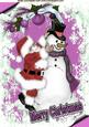 Jolly Santa with Snowman in Pink Snow Frame A4