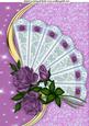Pretty Pink Roses on Lace Fan A4