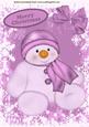 Cute Snowman in Pink Snow Frame A4