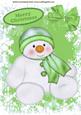 Cute Snowman in Green Snow Frame A4