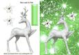 Pretty Silver Reindeer in Green Star Background