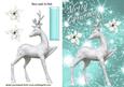 Pretty Silver Reindeer in Turq Star Background