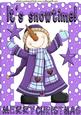 It's Snow Time! Snowman in Purple Snow Frame A4
