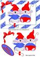 Cute Pair of Mice with Santa Hats on in Blue Frame A5