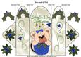 Christmas Teddy in Blue Teacup with Holly Trifold