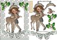 Cute Deer with Vintage Girl in Silver Snow Frame