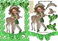 Cute Deer with Little Vintage Girl in Green Frame