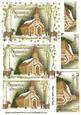 Pretty Church with Reindeers in Gold Pyramids