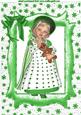 Sweet Little Girl All Dressed Up in Green in Frame A4
