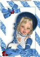 Lovely Girl in Blue Bonnet with Holly and Bow A4