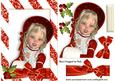 Lovely Girl in Red Bonnet with Holly and Bow A5