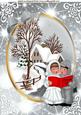 Beautiful Snow Scene, with Carol Singers in Silver A4