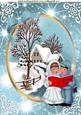 Beautiful Snow Scene with Carol Singers in Turq A4