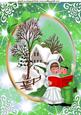Beautiful Christmas Scene with Carol Singers in Green A4