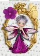 Sweet Winter Faerie in Cerise in Gold Ornate Frame A4