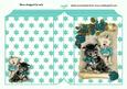 Cute Kittens with Turq Roses on a Scroll Folded Book