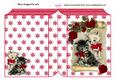 Cute Little Kittens with Red Roses on a Scroll Folded Book