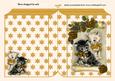 Cute Little Kittens with Gold Roses on a Scroll Folded Book