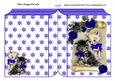 Cute Little Kittens with Blue Roses on a Scroll Folded Book
