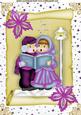 Carol Singers in Pink on a Scroll A4